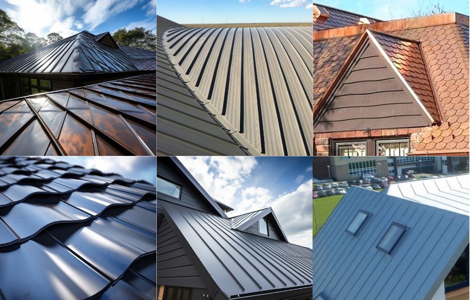 image of 6 different metal roofing styles